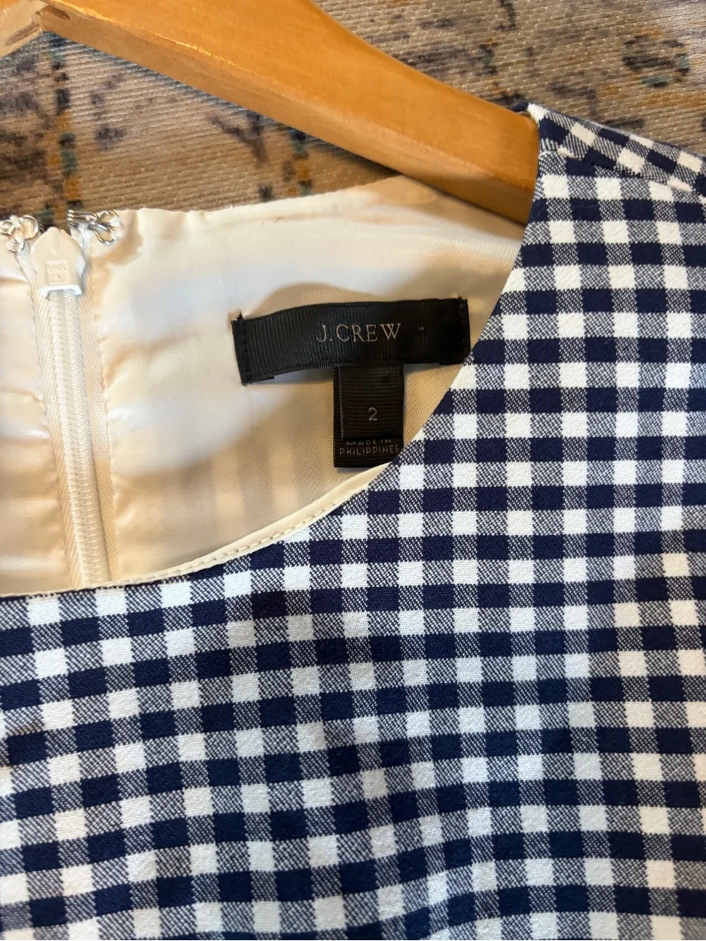 J. Crew Blue & White Gingham Matching Belt Sleeveless Classic Sheath Midi Dress